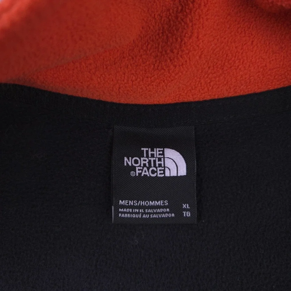 The North Face Sweater Mens XL Fleece Pullover Snap Neck Orange Logo Mock Neck
